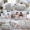 thumbnail image 5 of 3 Piece Spring Flowers Duvet Cover Set Queen Size,Microfiber Comforter/Quilt Cover with Corner Ties and 2 Pillowcases,Farmhouse Dark Blue Pastoral Floral Leaf All Season Bedding with Zipper Closure, 5 of 8