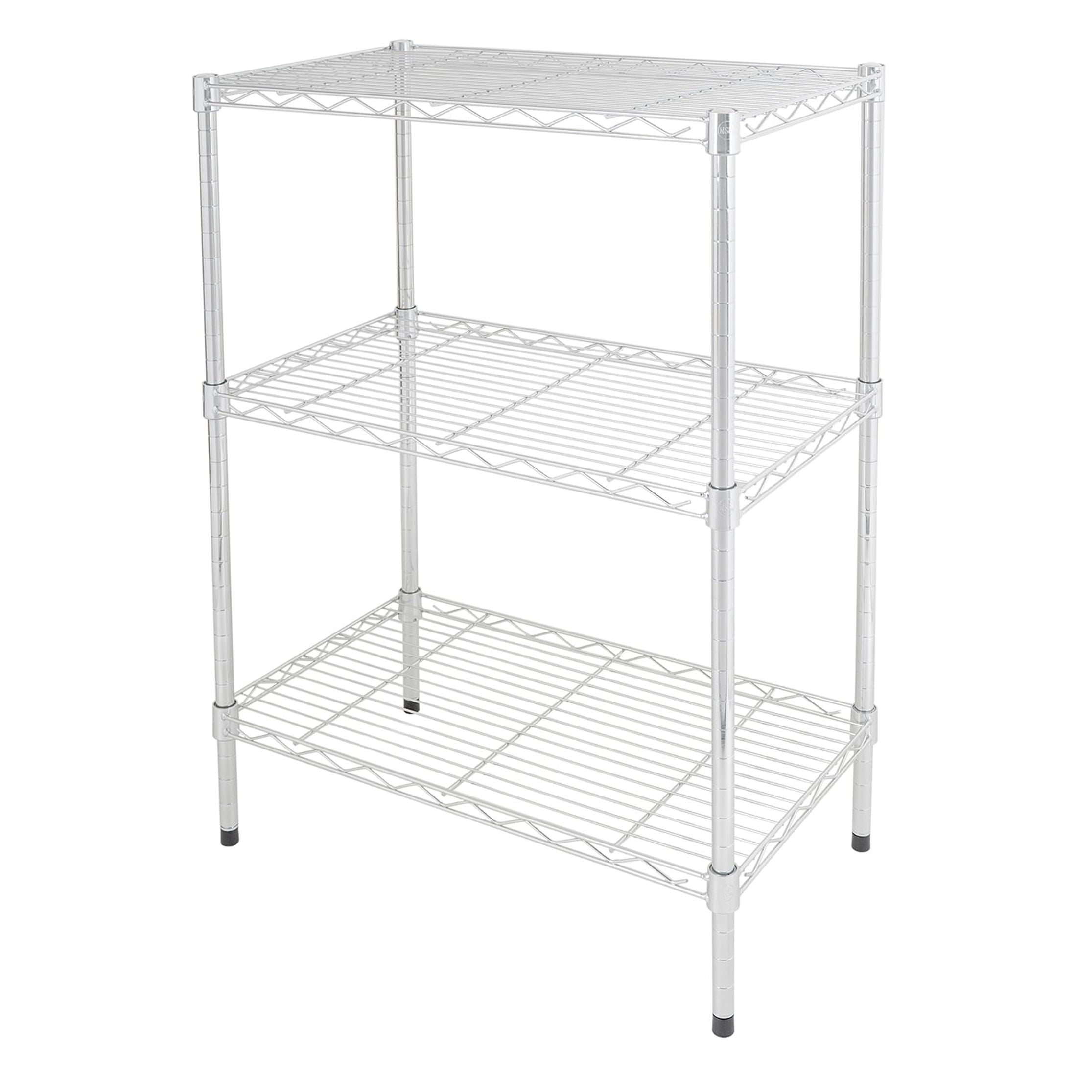 Hyper Tough 3-Tier Multipurpose Wire Shelving Rack, Chrome Color, 750lbs Load Capacity