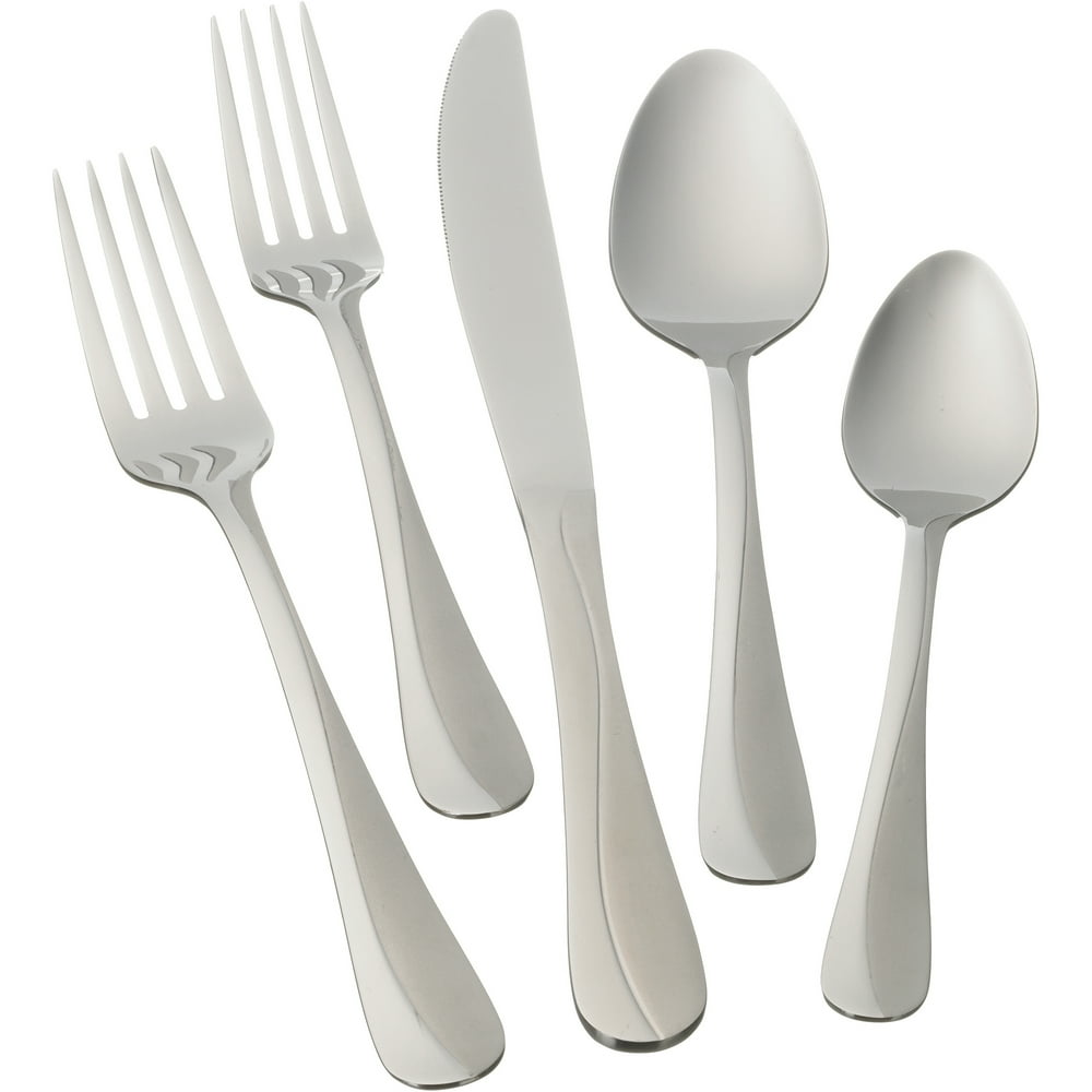 Mainstays Whitney 20 Piece Stainless Steel Flatware Set, Silver