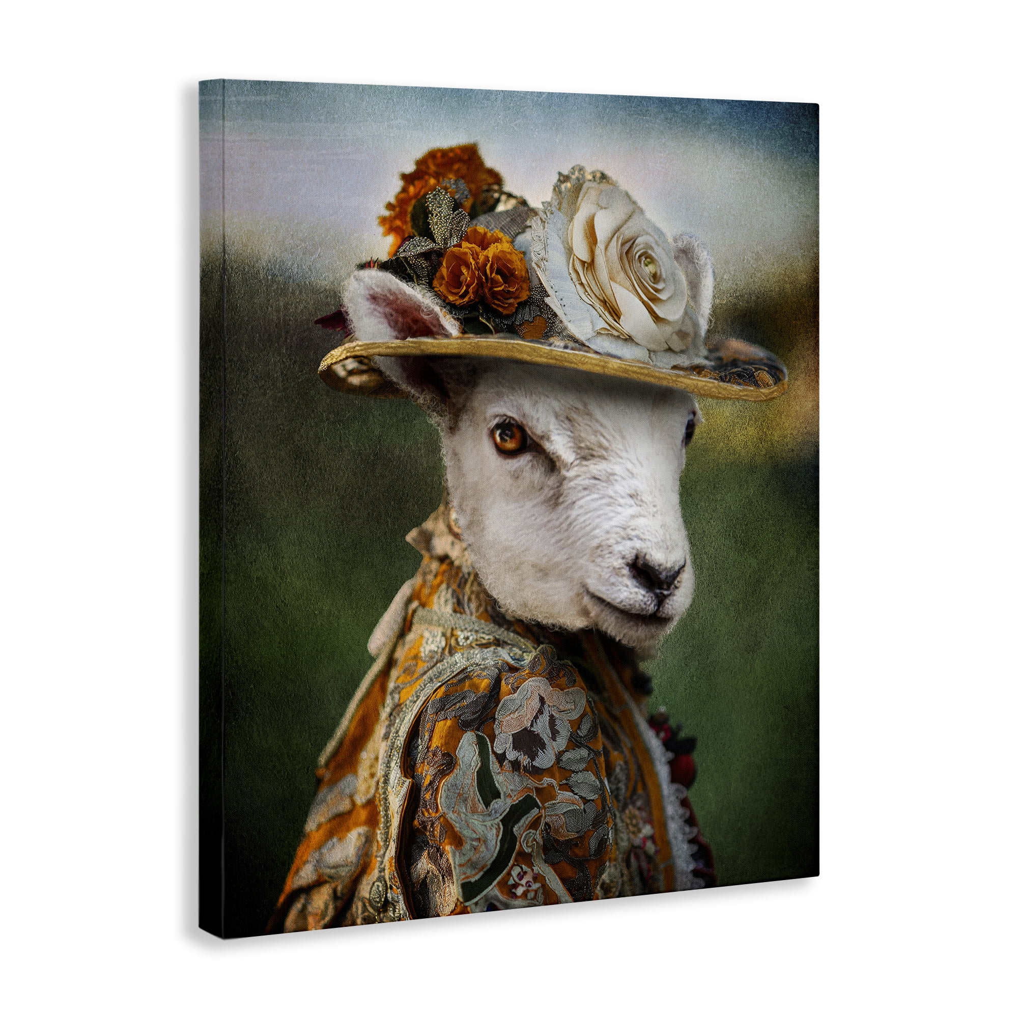 Stupell Industries Fashionable Sheep Portrait Animals & Insects Painting Gallery Wrapped Canvas Art Print Wall Art, 30 x 40