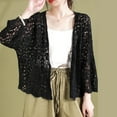 thumbnail image 6 of Aellinatey Women Hollowed Out Open Front Cardigan Sweater Kimonos Casual Knitwears Coat, 6 of 21