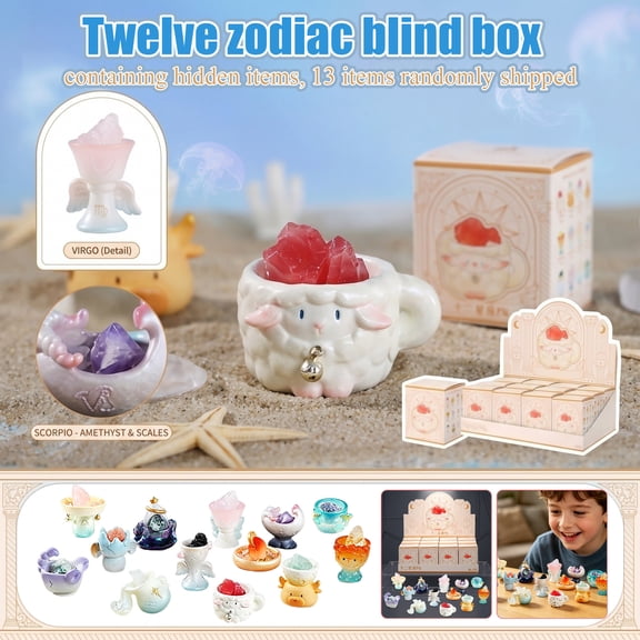Zodiac Crystal Blind Box with Hidden Style 1 Single Piece Random Mystery Figurine Collectible Toy for Desk Decor Surprise Gift for Collectors and Teenagers