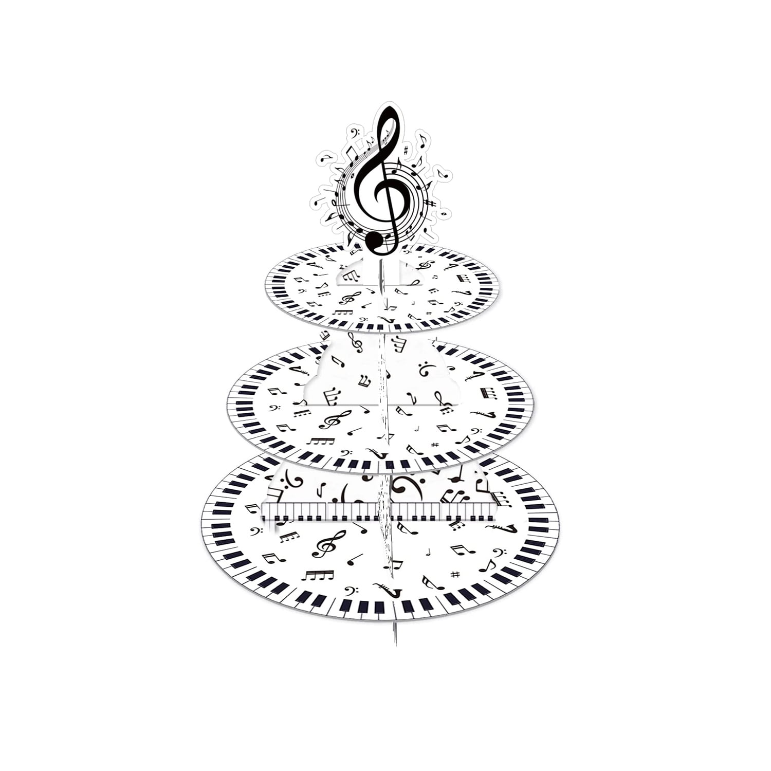 3Tier Music Party Decorations Cardboard Cupcake Stand Musical Notes Cake Tower Stand Round