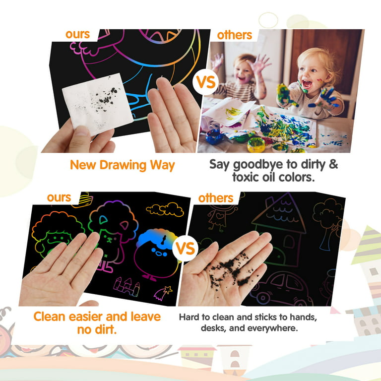 Rainbow Scratch Paper Art Set for Kids - 107 Pcs
