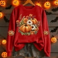 thumbnail image 2 of IDOCLOTHES Halloween Sweatshirt Women Floral Pumpkin Printed Long Sleeve Sweaters for Women Clothes Womens Fall Fashion Clothing Dressy Casual Women's Tops Red, XXL, 2 of 4