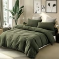 thumbnail image 2 of PURE ERA Duvet Cover Set Full Size T-Shirt Cotton Jersey Knit Cotton Bedding Set Olive Green（1 Duvet Cover 2 Pillow Shams), 2 of 5