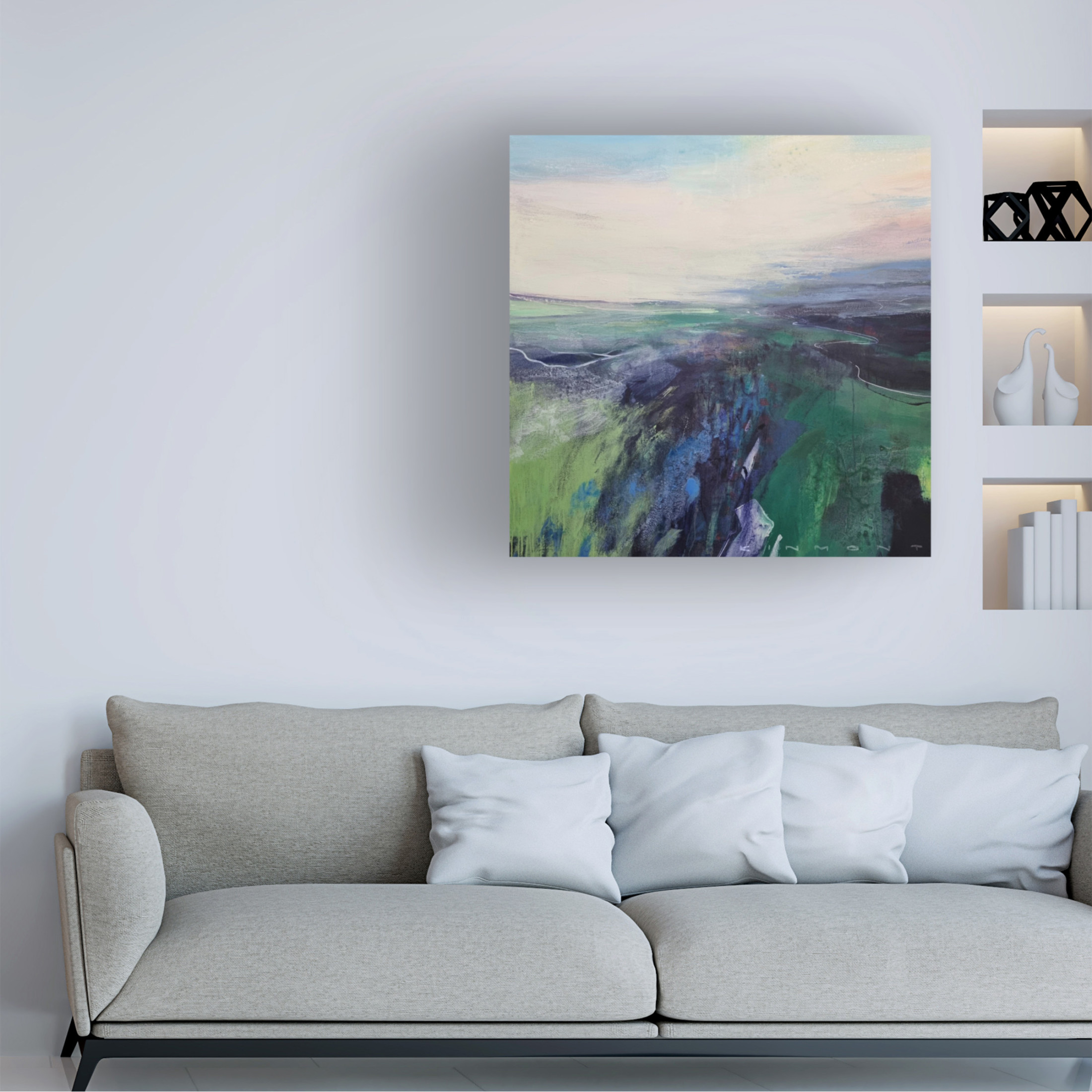 Canvas Wall Art - Andrew Kinmont 'Viridescent Valley 1' Wall Art for Living Room, Bedroom, or Office Décor by Trademark Fine Art - 18 x 18 Inches