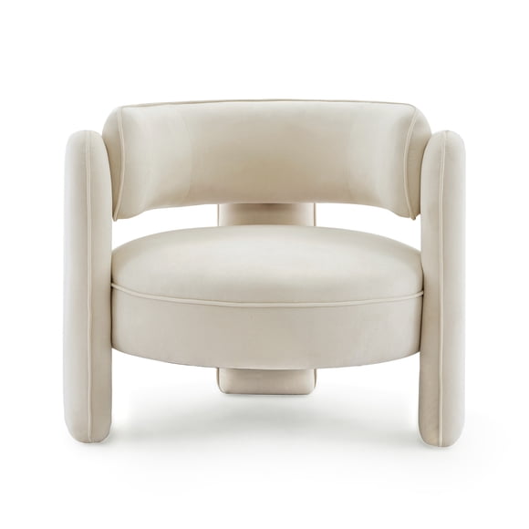 Mid Century Modern Soft Accent Chair – Comfy Upholstered Barrel Armchair – Supportive Armrests – Stylish Boucle Fabric – Ideal for Living Room, Bedroom, Apartment, Office – Color: Light Cream Soft