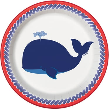 Nautical Whale Paper Dessert Plates, 7 in, 8ct