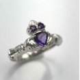 thumbnail image 3 of HeartsAndYou 1.2ct Natural Purple Amethyst Engagement Ring Claddagh 100% 14k SOLID White Gold, 3 of 9