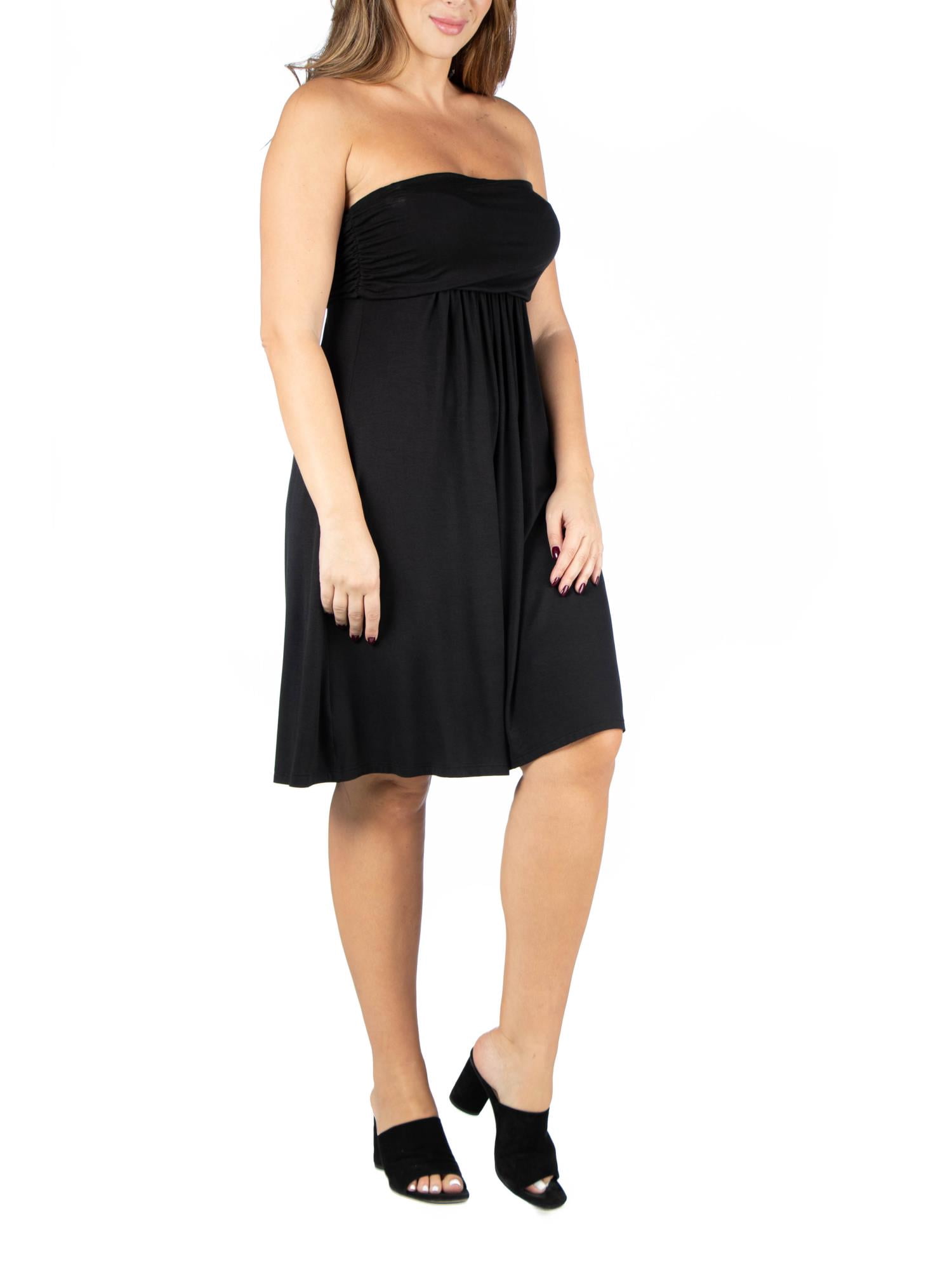 24seven Comfort Apparel Plus Size Knee Length Strapless Mini Dress