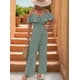 thumbnail image 5 of Plisados A Rayas para Mujer, Elegantes, de Verano, con Tirantes y Pantalones de Pierna , . Verde XL, 5 of 7