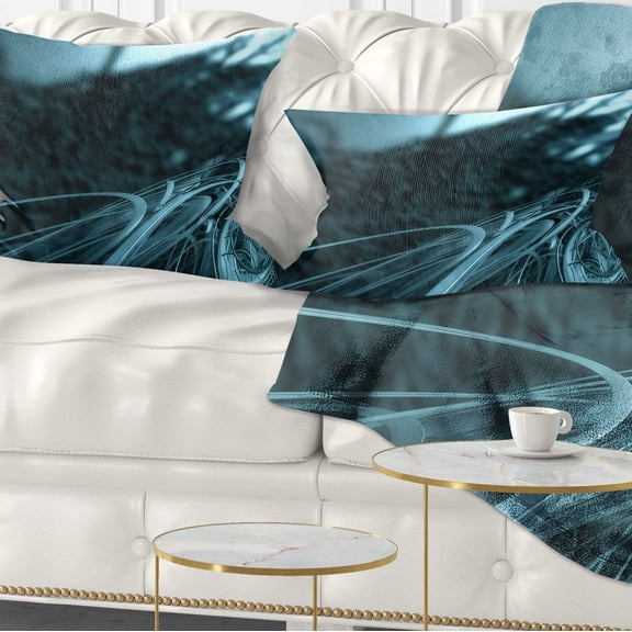 Designart Fractal 3D Bottom Stripes - Contemporary Throw Pillow - 12x20