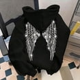 thumbnail image 6 of WAYUTE Hoodies for Women Oversized Long Sleeve Drop Shoulder Hooded Sweatshirt with Sparkly Rhinestone Wings Print Pullover Fashion Outfits Casual Outdoor,Black,5XL, 6 of 6