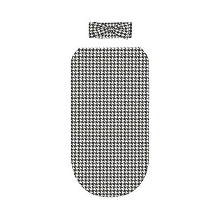 

Lafuoo Houndstooth Black And White Pattern 0-6 Months Newborn Swaddle Bag Headband Set for Girls Clothes Baby Care Products