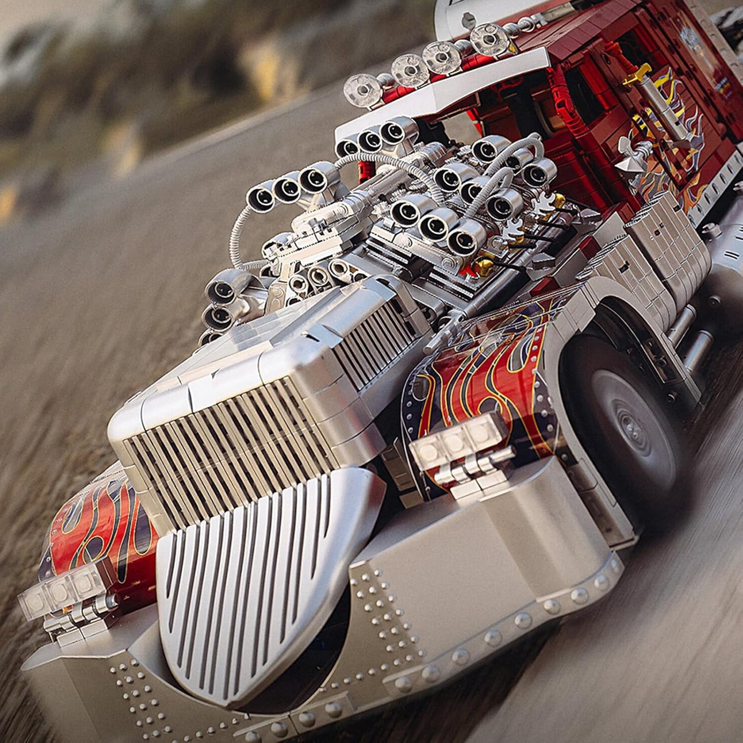TH-24 Semi Truck Model Car Kits, Advanced Collectible Building Set for Adults, Heavy Monster Truck Toy with Powerful 24-Cylinder Engine, Home or Office Décor, Gift for Engineering Vehicles Lover