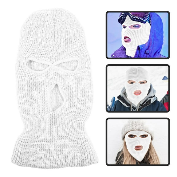 PAMINGONO 1Pcs Warm Ski Mask in White Yarn for Men and Women with Protection