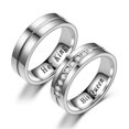 thumbnail image 3 of His And Hers Crowned Rings Stainless Steel Couple Wedding Bands Platinum Inlaid Gem European American Matching, 3 of 9