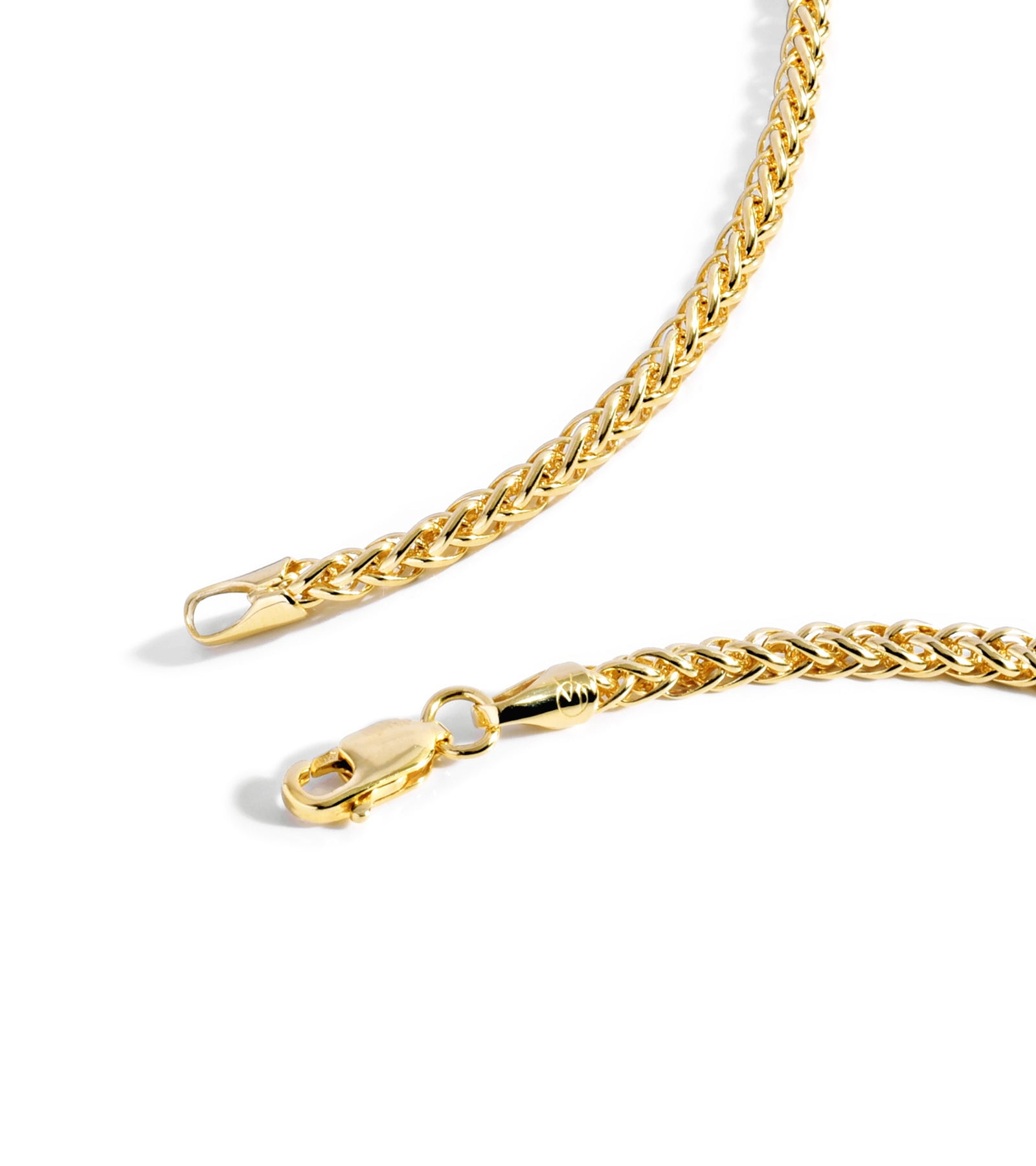 Jewelry Atelier Gold Chain Necklace Collection - 14K Solid Yellow Gold Filled Round Wheat/Palm Chain Necklaces for Women and Men with Different Sizes (2.5mm, or 3.2mm)