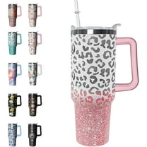 Leopard Tumbler Mint Tumbler 40 oz Leopard Print Gifts for Women Mint Green Cups Coffee Travel Mug with Handle Leak Proof Insulated Cheetah Lover Decor Stuff