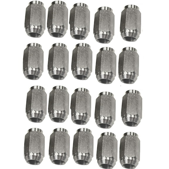20-Pack 1/2" Solid 304 Stainless Steel Lug Nuts For Trailer Wheels 1/2-20 Thread