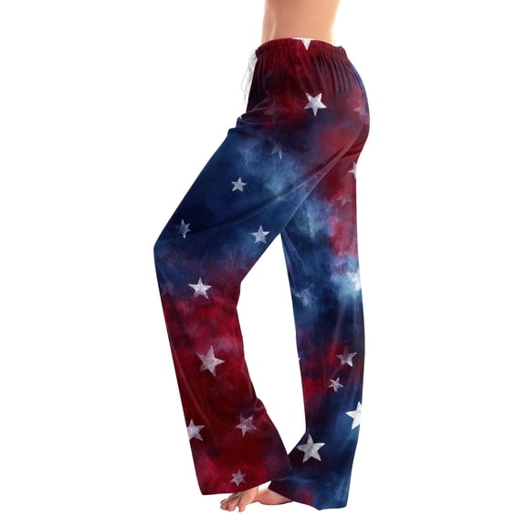 4th of July Women's American Flag Drawstring Wide Leg Pants Leggings