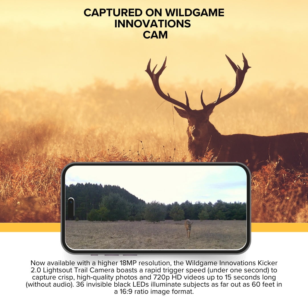 Wildgame Innovations Kicker 2.0 Lightsout Trail Camera with 18MP Resolution and 720p Video Capture (6-Pack) Bundle with All-In-One Card Reader and 32GB Ultra SDHC UHS-I Memory Card (13 Items)