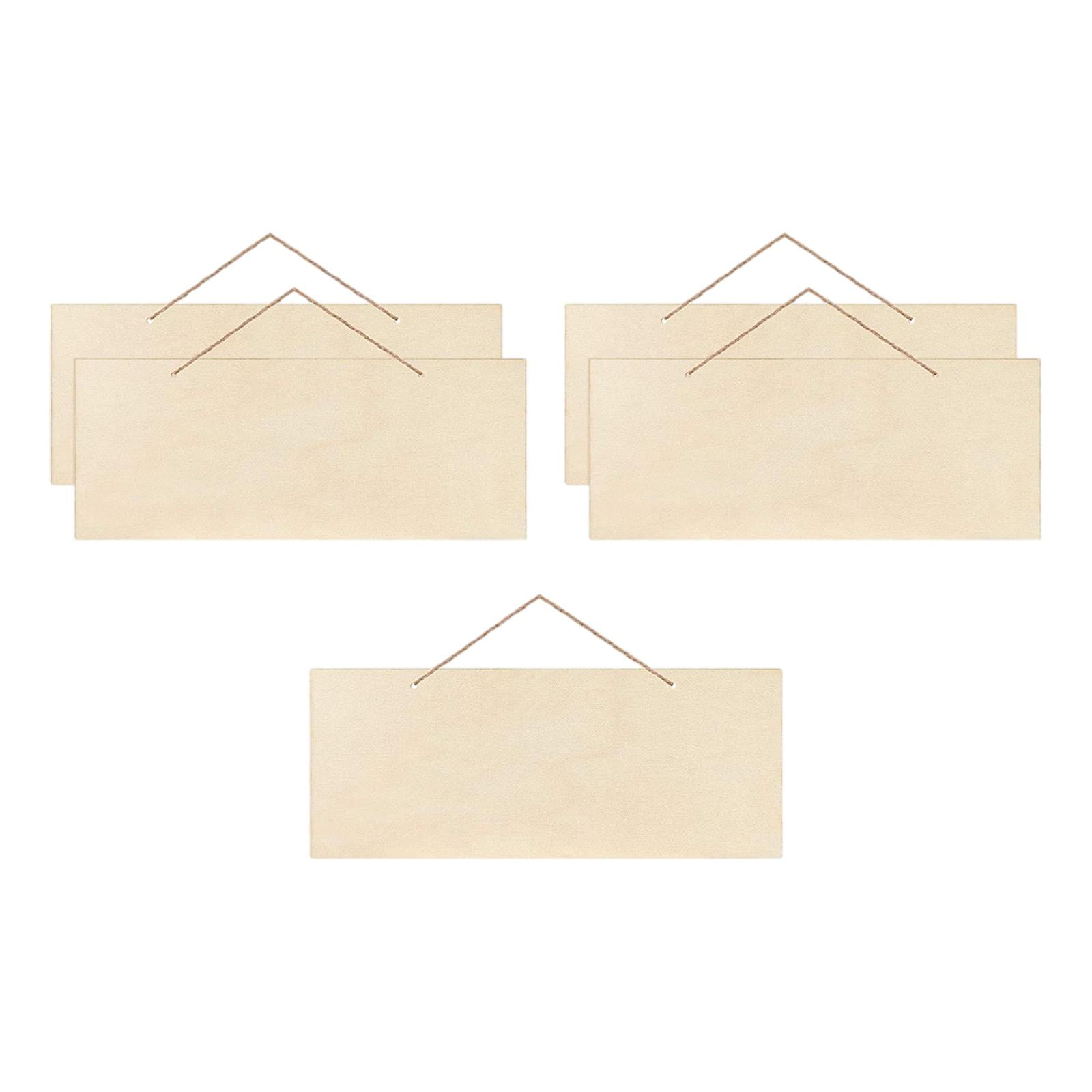 5Pcs Rectangle Wooden Plaques ,Blank Wood Slices Banners, with Ropes ...
