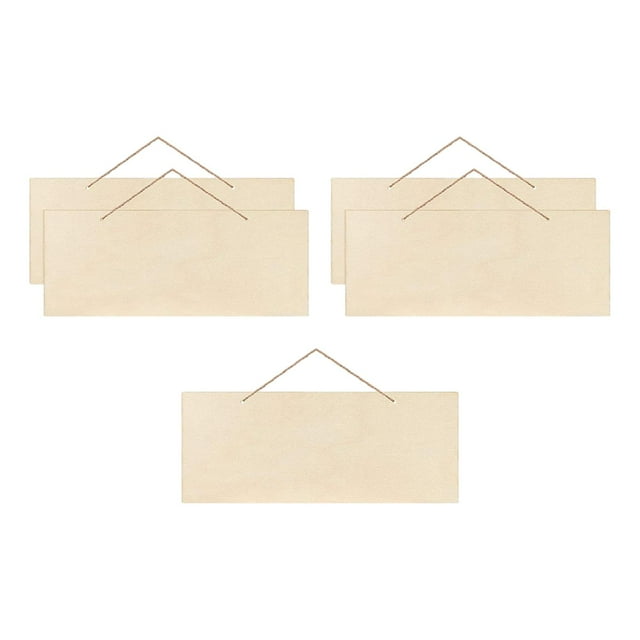 5x Unished Wooden Plaques Wood Chip Door Signs Wood Slices Crafts Embellishments Rectangle Plain wooden sign For painting Writing Decor Completo Gloria Placas de madera