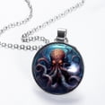 thumbnail image 2 of Octopus Glass Circular Pendant Necklace - Women's Jewelry, 2 of 5