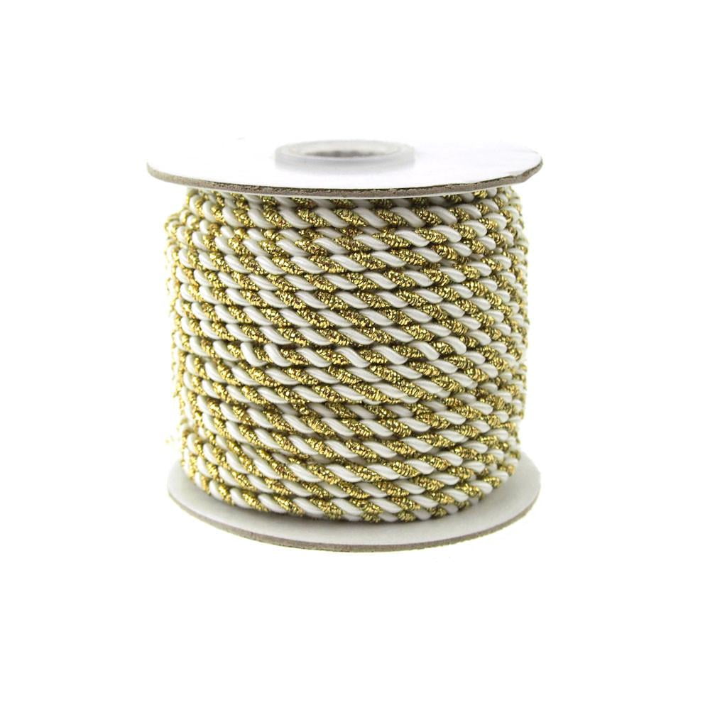 Gold Trim Twisted Cord Rope 2 Ply, 3mm, 25 Yards, White - Walmart.com