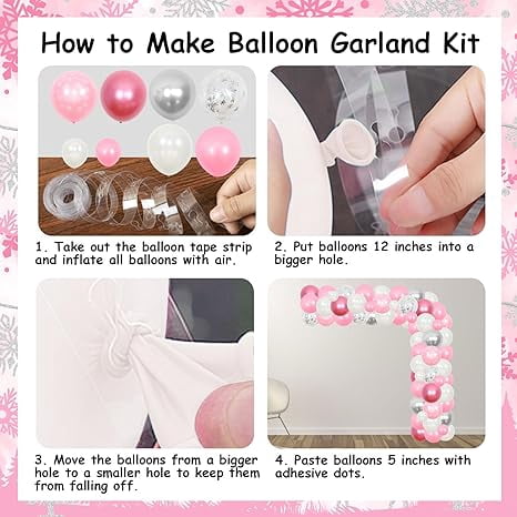 Snowflake Baby Shower Decorations, A Little Snowflake Is On The Way Backdrop Cake Topper Balloon Garland Arch Kit Tablecloth Pink for Girls Winter Baby Shower Party Supplies