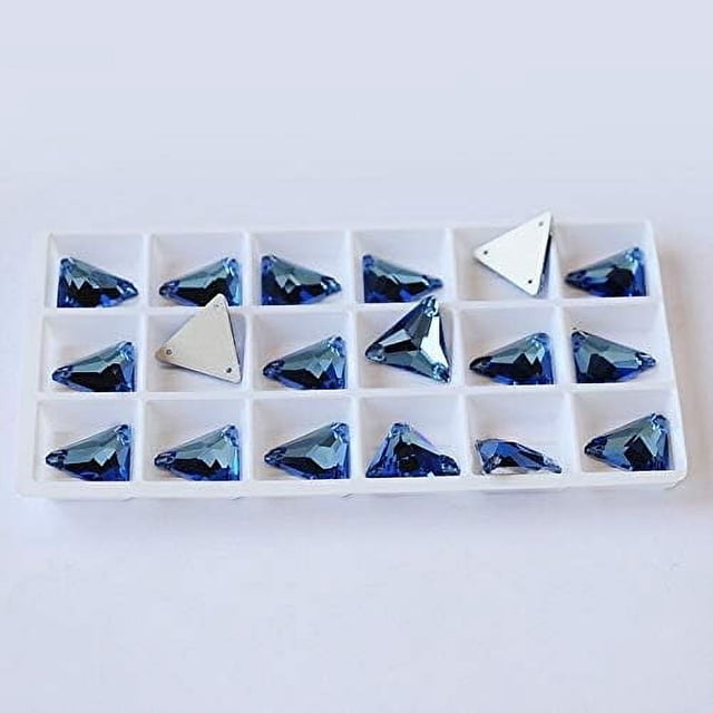 ZOUSSIQI Rhinestone Triangle Flat Back Crystal Glass NO Hotfix Sew On Rhinestones Crystal for Decoration Dress Clothing Jewelry Accessories - (Color: Sapphire/Size: 16mm-36pcs) CA919-42123