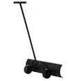 thumbnail image 6 of Black Heavy Duty Snow Shovel Rolling Pusher Remover with Wheels and Wide Blades, 6 of 8