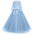 thumbnail image 5 of KONDYS Girls Spring Summer Dresses Flower Lace Bowknot Tutu Formal Performance Long Sleeve Gown Casual Party Dress Size 5-6Y, 5 of 5