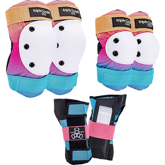 Triple 8 Saver 3 Pack Action Sports Protective Pads Sunset - Size Jr