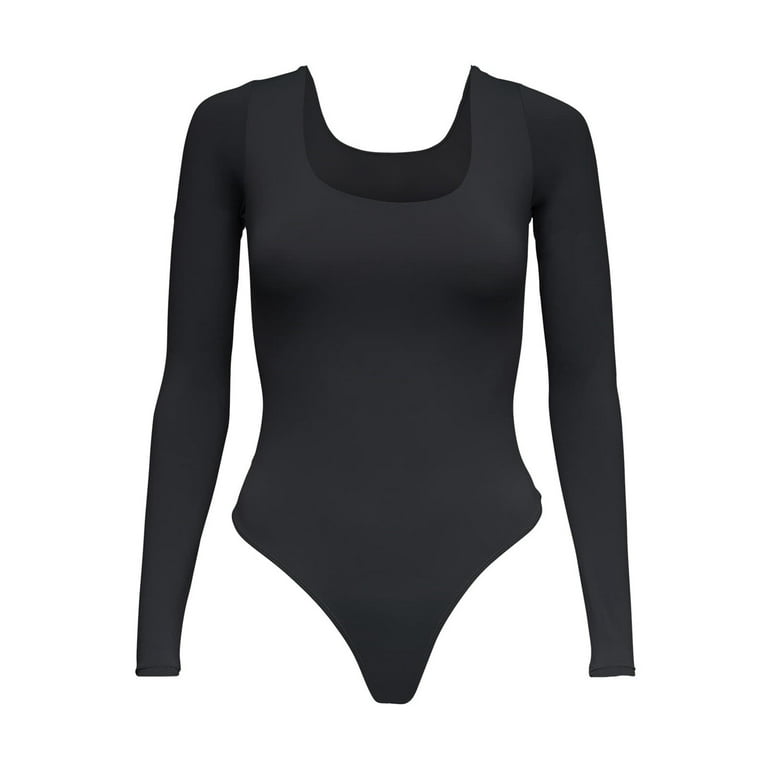 Buy SKIMS Neutral Plunge Mid-Thigh Bodysuit in Stretch Nylon for