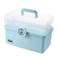 thumbnail image 5 of Heajfvd Medicine Storage Box 3 Layers 2 Trays Transparent Lid Multi Grid with Rotary Lock And Handle Large Capacity Rounded Edges Medical Organizer for Home Dorm, 5 of 8