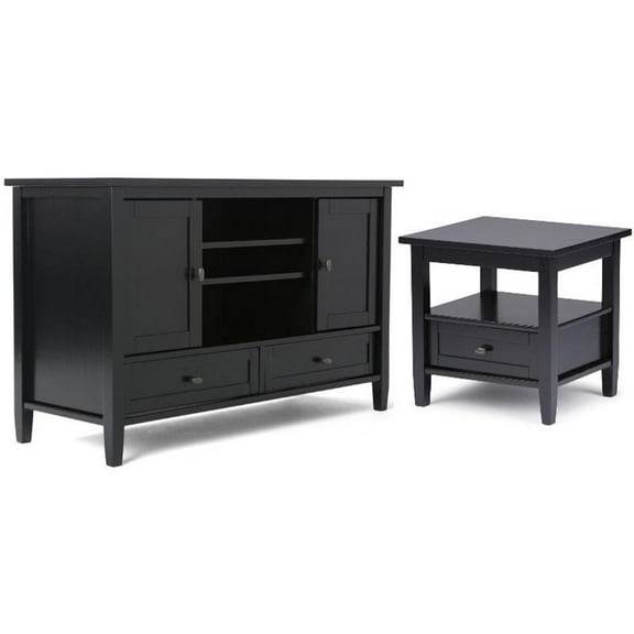 Home Square 2-Piece Set with 47" TV Media Stand and 20" End Side Table