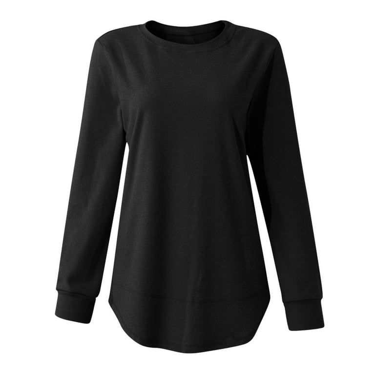 Sweatshirts for Women Casual Crewneck Long Sleeve Solid Color Shirts Soft  Lightweight Tunic Loose Tops for Leggings