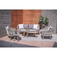 thumbnail image 3 of DecMode Woven Rope Wood Outdoor Sofa with Polyester Cushions and Slender Tapered Legs - Gray, 3 of 13
