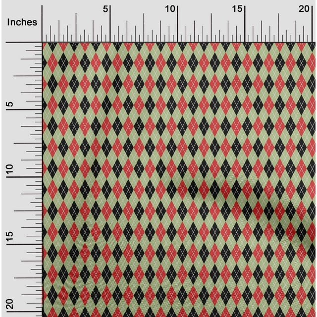 oneOone Polyester Lycra Light Green Fabric Argyle Check Craft Projects Decor Fabric Printed By The Yard 56 Inches Wide