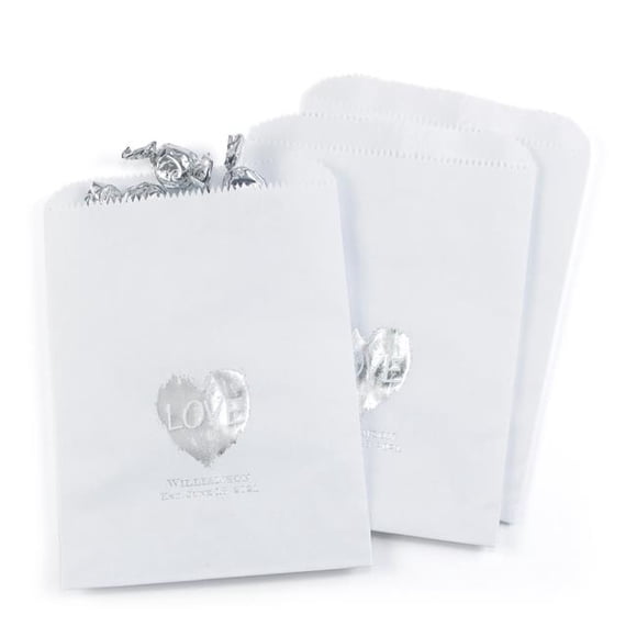 Brush of Love Treat Bags, White - Personalized