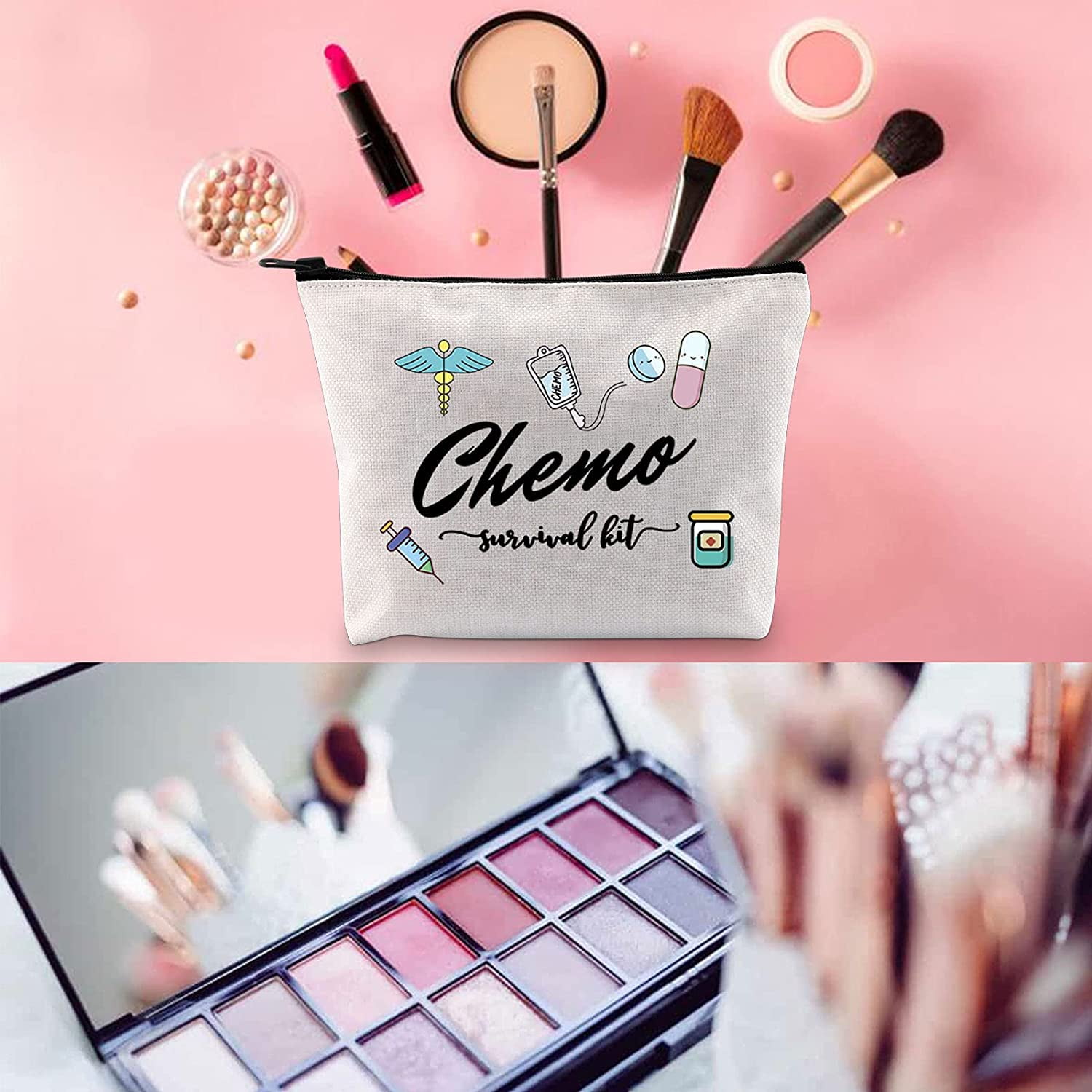  Chemo Care Package Chemo is Tough But You're Tougher  Chemotherapy Treatment Makeup Bag (Tough chemo) : Beauty & Personal Care