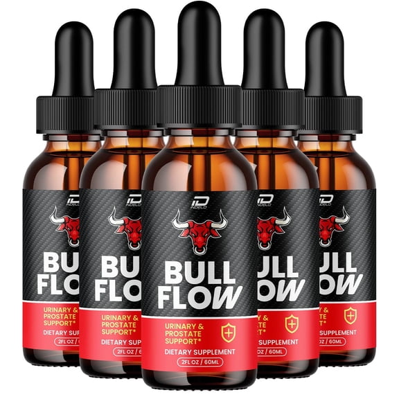 Bull Flow Liquid Drops - BullFlow Support for Urinary Supplement Maximum Strength Bull Flow Prostate Support, 5 Pack, 5 Month Supply