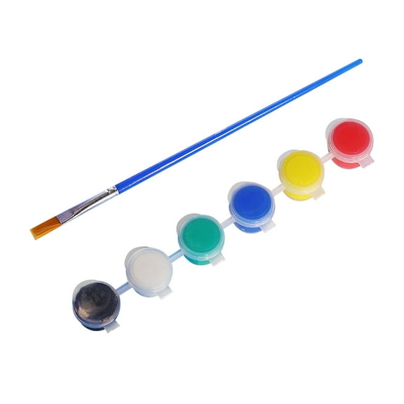 LHNFT Mini Acrylic Paint Set for Kids, 6 Unique Paint Colors with 1 Brushes, Kids Washable Paint Set with Brushes for Artistic Activities for Parties, Birthdays, Art Class