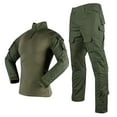 thumbnail image 1 of Xuniizn Men's 2 Piece Outfits Solid Color Lapel Neck Zipper Long Sleeve Shirts With Multi Pockets Functional Cargo Pants Combat Training Outdoor Tracksuit, 1 of 2