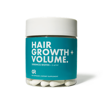 GT Hair Growth & Volume ? High Potency 5,000 mcg Biotin Folate Healthy Hair Vitamin ? 60 Capsules