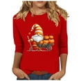 thumbnail image 3 of Wiyuqeen Fall Shirts for Women Happy Thanksgiving 3/4 Sleeve Tshirts Crew Neck Gobble Til You Wobble T-Shirt Plus Size Graphic Tees, 3 of 5