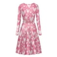 thumbnail image 5 of Renewold Comfy Outdoor Party Play Work Midi Dress Pink Love Pattern Long-SLeeve Knee Length Jumpskirt Valentine's Day Swing Twirl Clothes for Women Size S, 5 of 7
